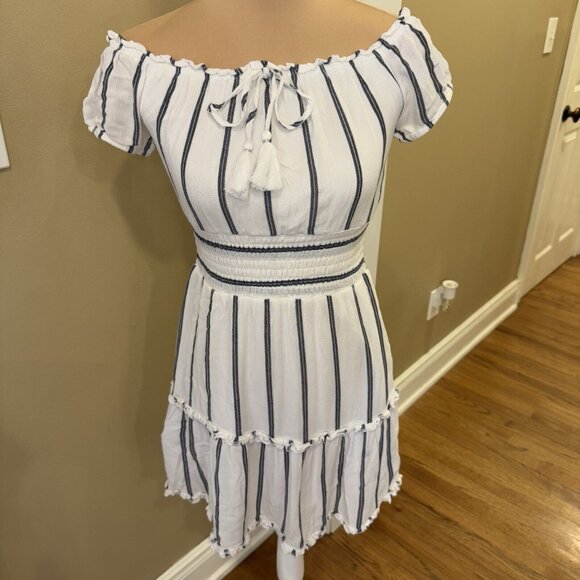 American Eagle Outfitters Striped Off The Shoulder Dress Womens size XS Boho - Picture 2 of 13